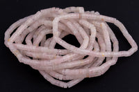 Natural Rose Quartz Crystal -  2x4mm Heishi Stretchy Bracelet- 7 inches