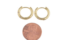 15mm 18kt Gold Curb Huggie Hoops- CZ Hoop Earring with CZ Set- 1 pair per order Huggies