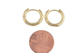 15mm 18kt Gold Curb Huggie Hoops- CZ Hoop Earring with CZ Set- 1 pair per order Huggies