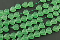 Green- JADE Puffy Heart- 15mm -Full Strand 15.5 inch Strand