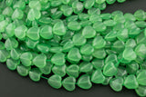 Green- JADE Puffy Heart- 15mm -Full Strand 15.5 inch Strand