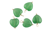 Green Jade Heart Charm- USA Gold Filled- Made with 2mm beads- Handwrapped in the USA-15mm