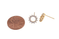 18kt Gold Stud Sunburst Earrings CZ Earring- 2 pcs per order- 10mm