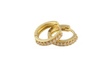 14mm 18kt Gold Huggie Hoops- 14mm CZ Hoop Earring with CZ Set- 1 pair per order Huggies