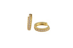 14mm 18kt Gold Huggie Hoops- 14mm CZ Hoop Earring with CZ Set- 1 pair per order Huggies