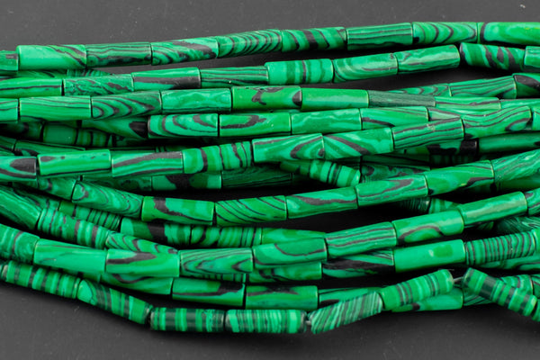 Malachite beads tube tubular beads 15.5" 4x13mm