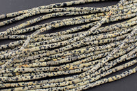 Natural Dalmatian Jasper beads tube tubular beads 15.5" 4x13mm