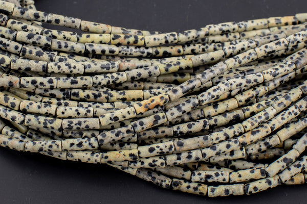 Natural Dalmatian Jasper beads tube tubular beads 15.5" 4x13mm