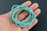 Turquiose- 2x4mm Heishi Stretchy Bracelet- 7 inches