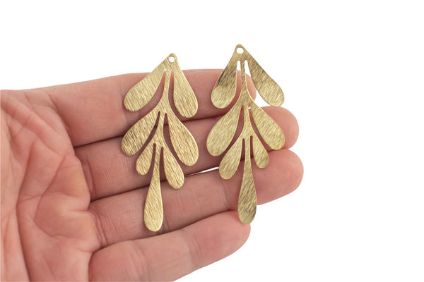 Brass earrings-Earring copper accessories-Earring pendant-Brass earring charms-Earring connector-Brass jewelry-Leaf shape earrings- 26x62mm