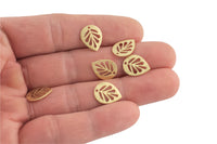 Brass earrings-Earring copper accessories-Earring connector-Brass earring charms-Earring pendant-Brass jewelry-Leaf earrings-11x14mm