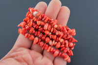 Medium Red Orange Coral Stretchy String Bracelet Natural Gemstone Crystal Bracelets Handmade Jewelry Bracelet Crystal Bracelet