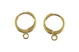 Circle Earring Lever Back Hoops- Solid Brass- 12mm