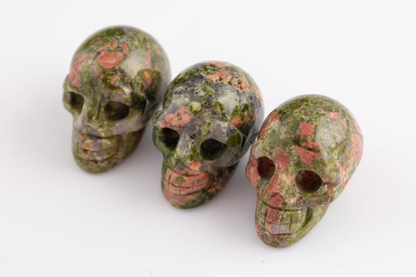 1 Pc Natural Unakite Stone Skull Shape- 1.5 inches