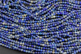 Natural Lapis 3mm - Best Price!!! - Diamond Cutting, High Facets - Nice and Sparkly - Faceted Round - 1 strand 15.5 inches