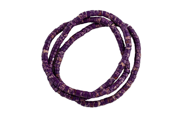 Purple Sea Sediment Jasper- 2x4mm Heishi Stretchy Bracelet- 7 inches