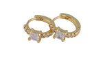 13mm 18kt Gold Huggie Hoops- CZ Hoop Earring with CZ Set- 1 pair per order Huggies