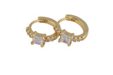 13mm 18kt Gold Huggie Hoops- CZ Hoop Earring with CZ Set- 1 pair per order Huggies