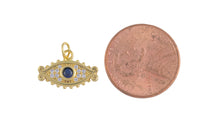 1 pc 18k Gold Pendant , Evil Eye Charms, Necklace Charms, CZ Pave- 10x15mm