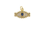 1 pc 18k Gold Pendant , Evil Eye Charms, Necklace Charms, CZ Pave- 10x15mm