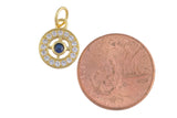 1 pc 18k Gold Pendant , Evil Eye Charms, Necklace Charms, CZ Pave- 10mm