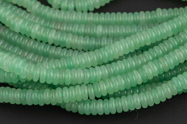Natural Green Aventurine-   High Quality in Smooth Saucer Roundel, 2x6mm Flat Rondel 7.5 Inches