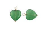 Green Jade Heart Charm- USA Gold Filled- Made with 2mm beads- Handwrapped in the USA-15mm