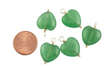 Green Jade Heart Charm- USA Gold Filled- Made with 2mm beads- Handwrapped in the USA-15mm