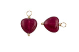 Ruby Jade Heart Charm- USA Gold Filled- Made with 2mm beads- Handwrapped in the USA- 12mm