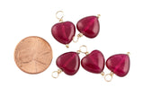 Ruby Jade Heart Charm- USA Gold Filled- Made with 2mm beads- Handwrapped in the USA- 12mm