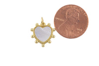 1 pc 18k Gold Mother of Pearl Shell Heart Micro Pave, Heart Charms, Lock Necklace Earring Charms, CZ Pave- 14mm