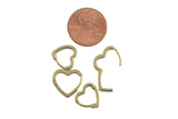 Circle Earring Heart Hoops- Solid Brass- 11mm and 14mm