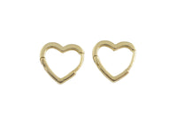 Circle Earring Heart Hoops- Solid Brass- 11mm and 14mm