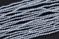 Natural Aquamarine Beads Full Strands 15.5 inches-2.5mm- Nice Size Hole-Clear-Diamond Cutting, High Facets-Nice Sparkly-Faceted Round