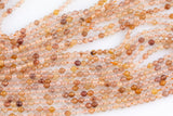 Copper Rutilated Quartz  Beads Full Strands-15.5 inches-2.5mm-  Nice Size Hole- Diamond Cutting, High Facets-Nice and Sparkly-Faceted Round