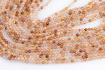 Copper Rutilated Quartz  Beads Full Strands-15.5 inches-2.5mm-  Nice Size Hole- Diamond Cutting, High Facets-Nice and Sparkly-Faceted Round