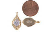 1 pc 18k Gold Pendant , Waxed Drop Charms, Necklace Charms, CZ Pave- 10x20mm