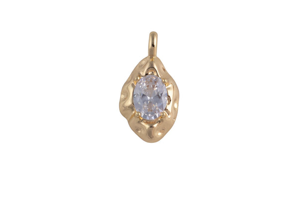 1 pc 18k Gold Pendant , Waxed Drop Charms, Necklace Charms, CZ Pave- 10x20mm