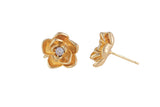 1 pair 18kt Gold Flower Rose Style Earring, Earring 14mm
