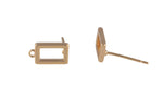 1 pair 18kt Gold Rectangular Style Earring, Earring 6x11mm