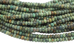 Natural African Turquoise High Quality in 6mm and 8mm Roundel- Full 15.5 Inch Strand AAA Quality Smooth Gemstone Beads