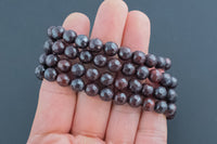 Natural Garnet Bracelet Faceted Round Size 6mm and 8mm Handmade In USA Natural Gemstone Crystal Bracelets Handmade Jewelry - approx. 7"