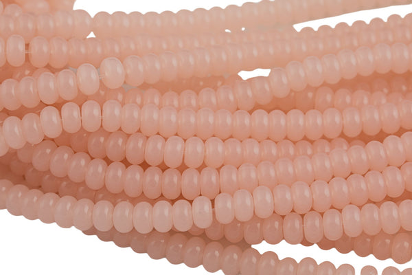 5x8mm Crystal Smooth Roundel 1 or 2 or 5 or 10 STRANDS- 16 Inch Strand- Peach Pink