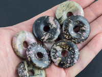 Rhodonite Donut Circle Pi Stone Pendant