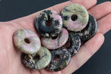 Rhodonite Donut Circle Pi Stone Pendant