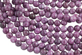 lepidolite Jade Smooth Round Beads 6mm 8mm 10mm - Single or Bulk - 15.5" AAA Quality