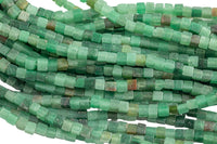 Natural Irregular Cube Beads sizes 4mm, 6mm- Full Strand- 15.5 Inches- Green Aventurine Gemstone Beads