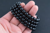 Black Tourmaline Bracelet Round Size 6mm and 8mm- Handmade In USA Natural Gemstone Bracelets - Handmade Jewelry - approx. 7"