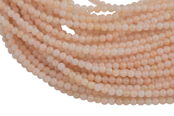 Peach Jade, High Quality in Smooth Round- 4mm -Full Strand 15.5 inch Strand