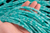 Russian Amazonite Jade cube beads 4mm Smooth Square Cube Dice Beads 15.5" Strand